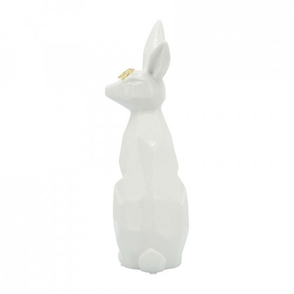 Sagebrook 11" Ceramic Sideview Bunny With Glasses - White/Gold