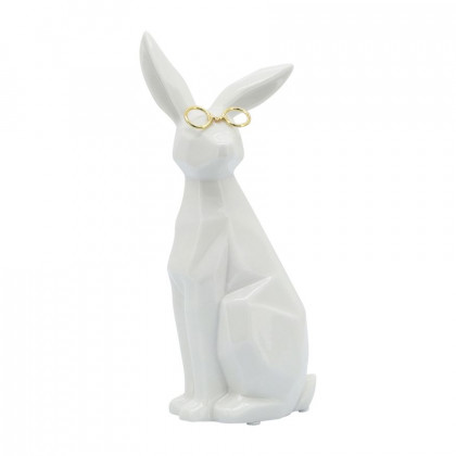 Sagebrook - 11" Ceramic Sideview Bunny With Glasses