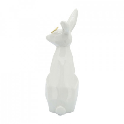 Sagebrook 8" Ceramic Sideview Bunny With Glasses - White/Gold