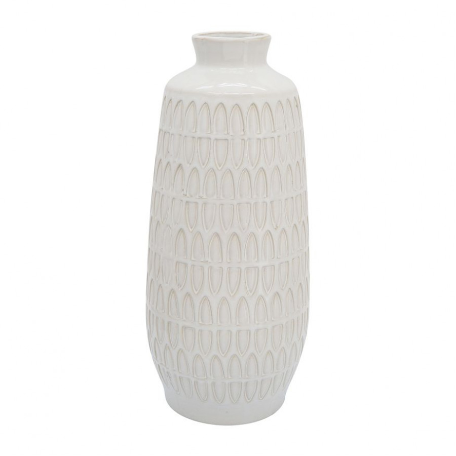 Sagebrook 15" Ceramic Carved Vase - Beige