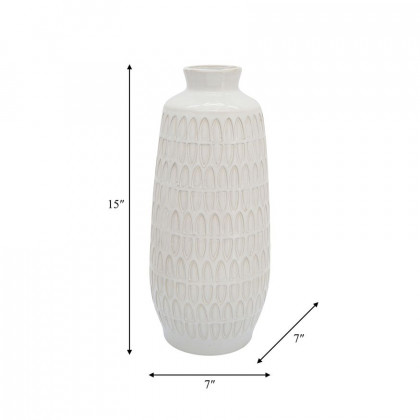 Sagebrook 15" Ceramic Carved Vase - Beige