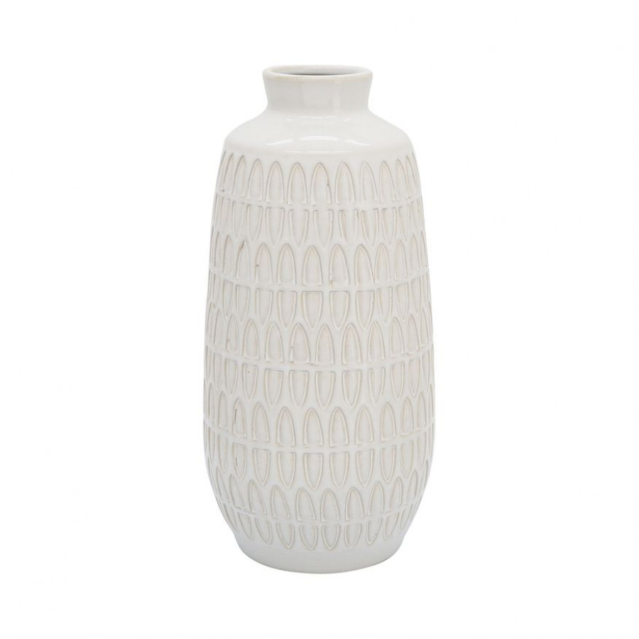 Sagebrook 12" Ceramic Carved Vase - Beige