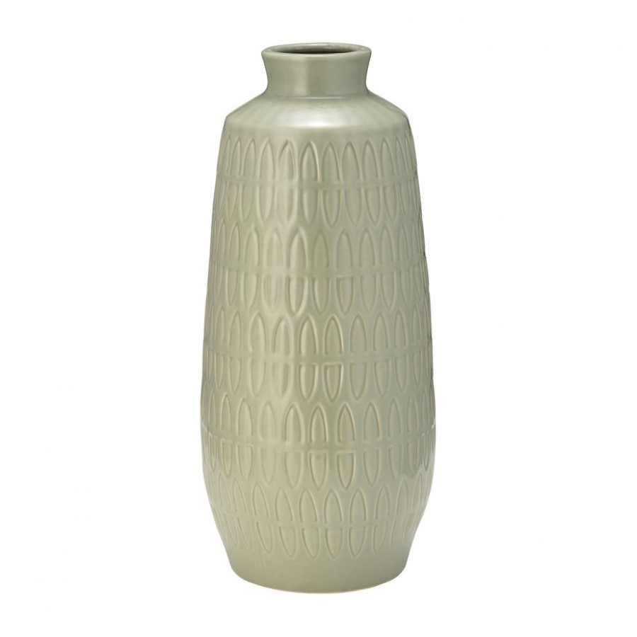 Sagebrook 15" Ceramic Carved Vase - Cucumber