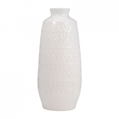 Sagebrook 15" Ceramic Carved Vase - White