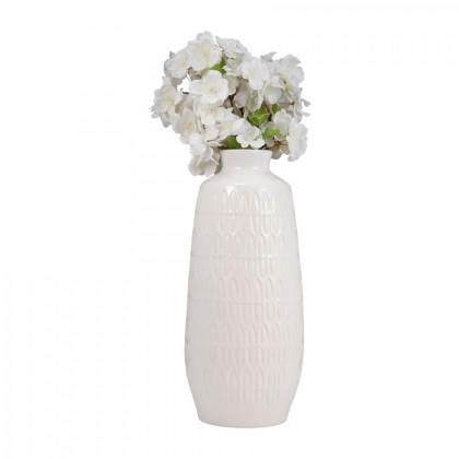 Sagebrook 15" Ceramic Carved Vase - White