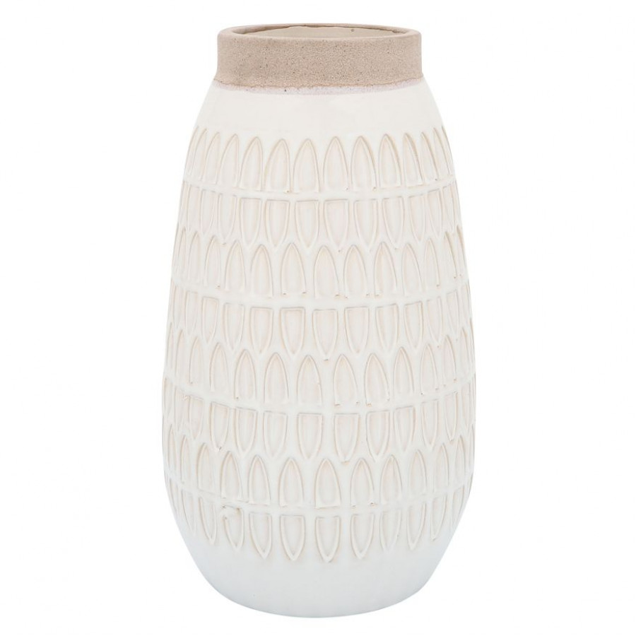 Sagebrook 12" Ceramic Carved Vase - Beige