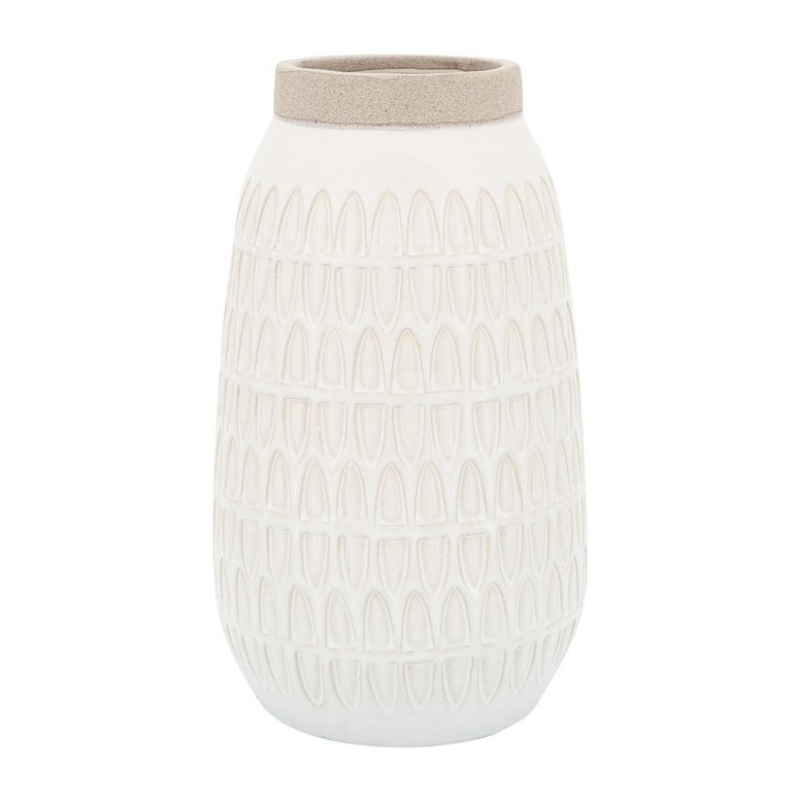 Sagebrook 10" Ceramic Carved Vase - Beige