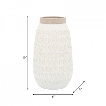 Sagebrook 10" Ceramic Carved Vase - Beige