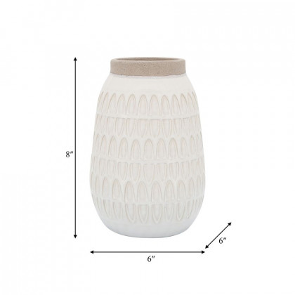 Sagebrook 8" Ceramic Carved Vase - Beige