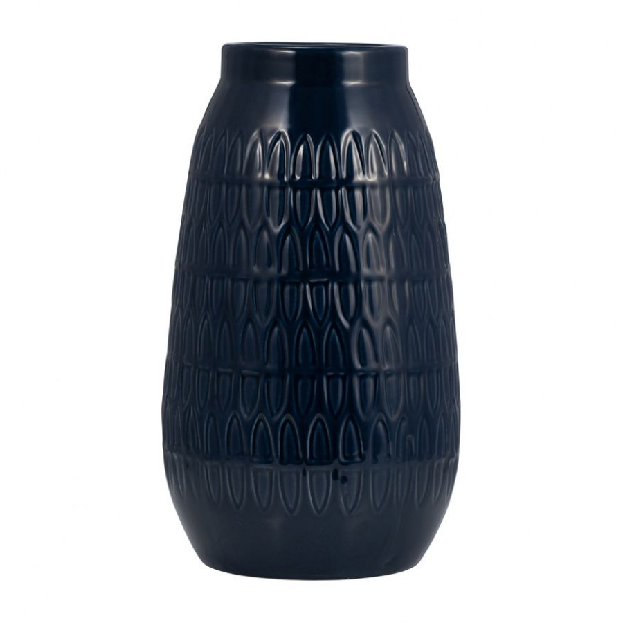 Sagebrook 12" Ceramic Carved Vase - Navy Blue