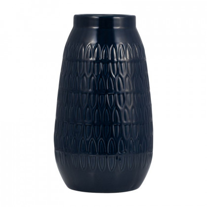 Sagebrook 12" Ceramic Carved Vase - Navy Blue