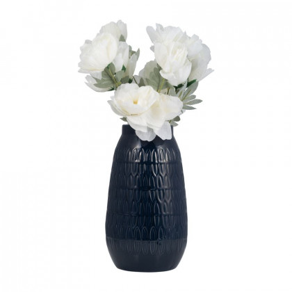 Sagebrook 12" Ceramic Carved Vase - Navy Blue