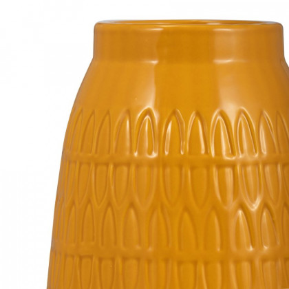 Sagebrook 12" Ceramic Carved Vase - Mustard Gold