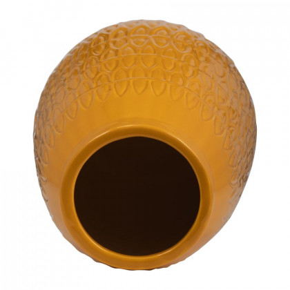 Sagebrook 12" Ceramic Carved Vase - Mustard Gold
