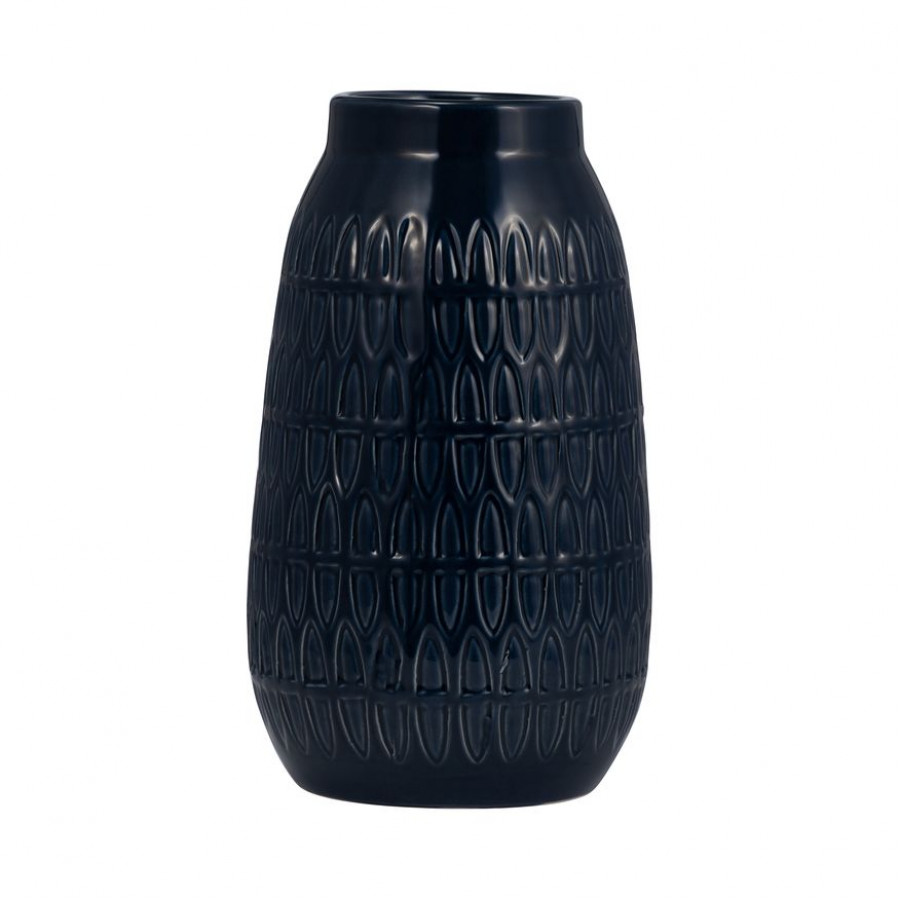 Sagebrook 10" Ceramic Carved Vase - Navy Blue