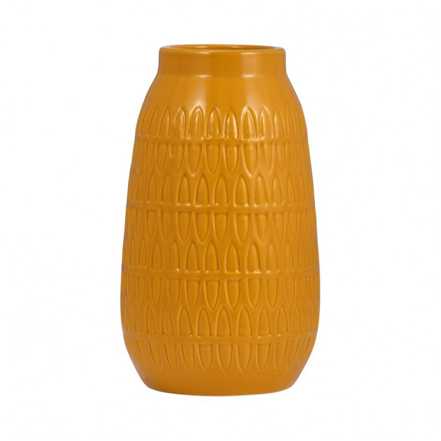 Sagebrook 10" Ceramic Carved Vase - Mustard Gold