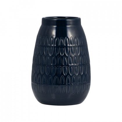 Sagebrook 8" Ceramic Carved Vase - Navy Blue