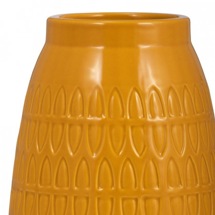 Sagebrook 8" Ceramic Carved Vase - Mustard Gold