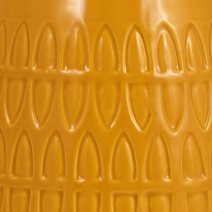 Sagebrook 8" Ceramic Carved Vase - Mustard Gold