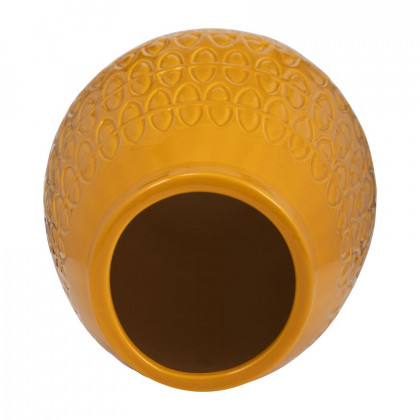Sagebrook 8" Ceramic Carved Vase - Mustard Gold