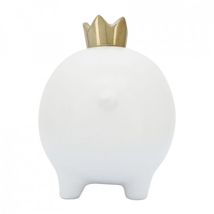 Sagebrook 8" Ceramic Pig With Crown - White