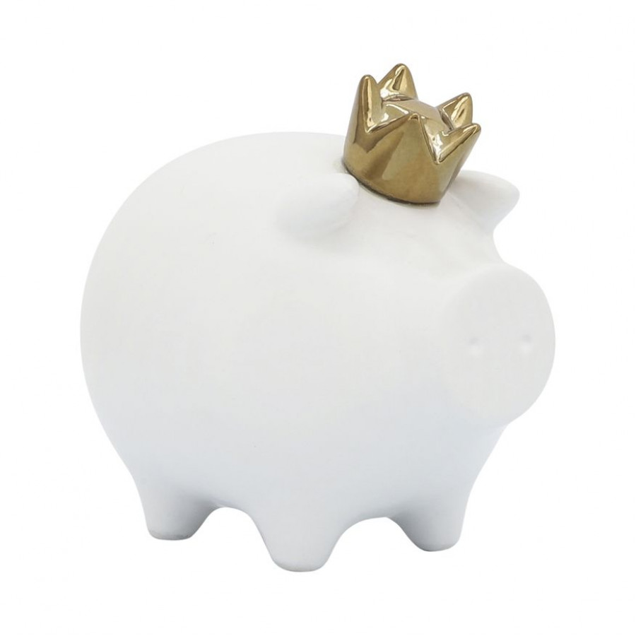 Sagebrook - 8" Ceramic Pig With Crown