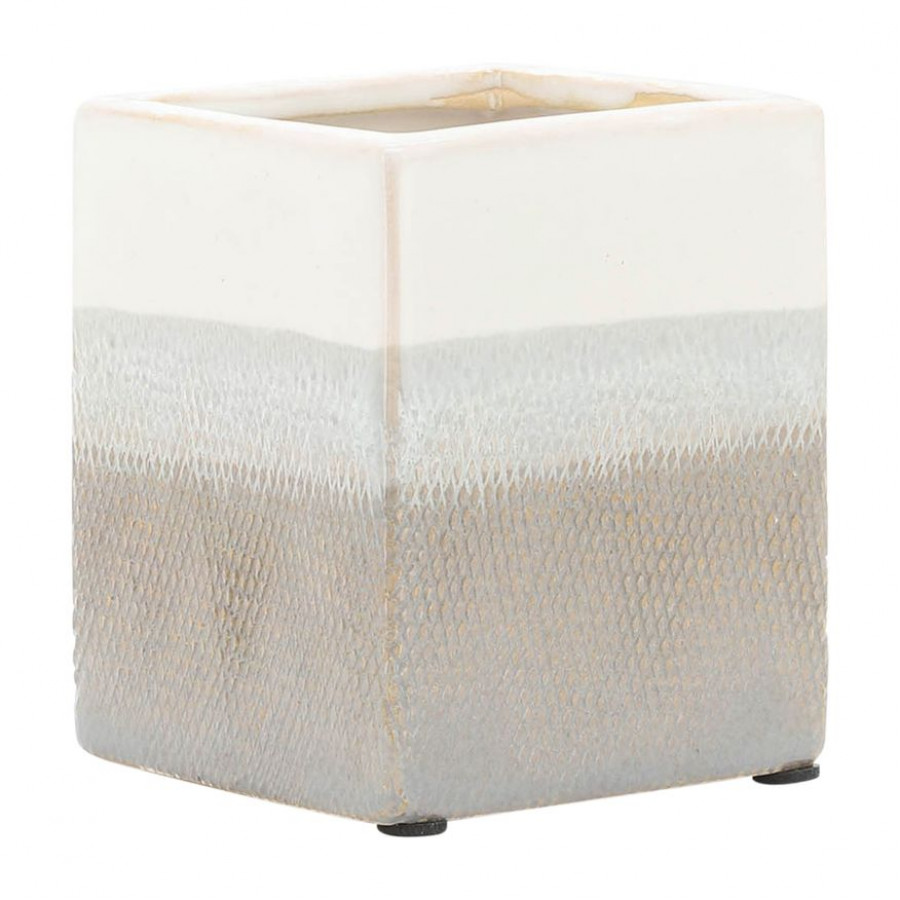 Sagebrook 4" Ceramic Pen Holder - White/Gray