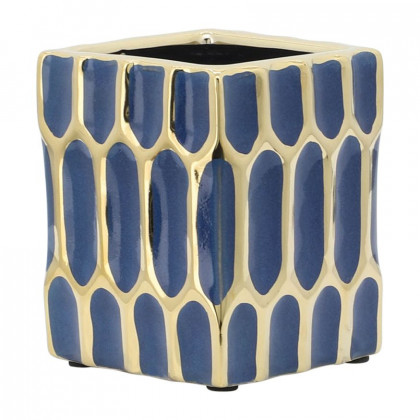 Sagebrook 4" Ceramic Pen Holder - Blue/Gold