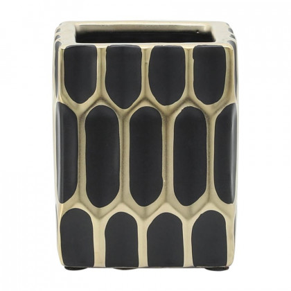 Sagebrook 4" Ceramic Pen Holder - Black/Gold