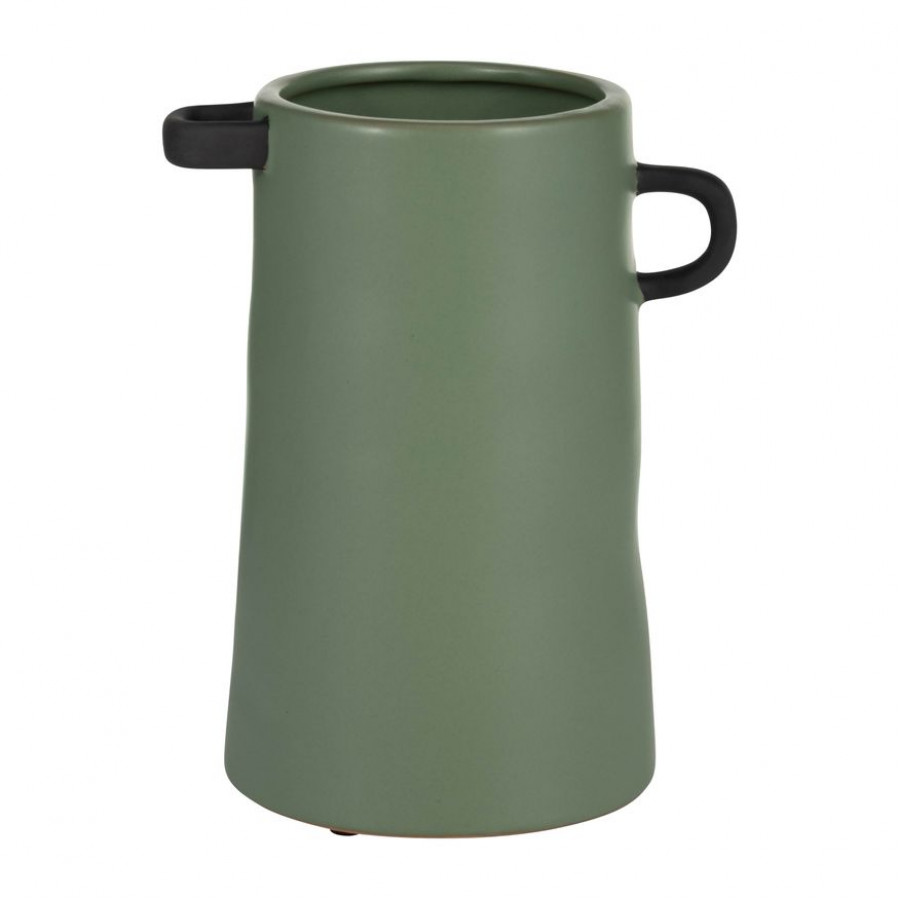 Sagebrook 9" Ceramic Eared Vase - Dark Sage