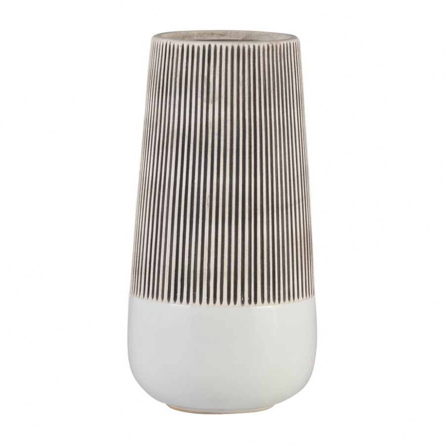 Sagebrook 12" Ceramic Ridged Vase - Ivory