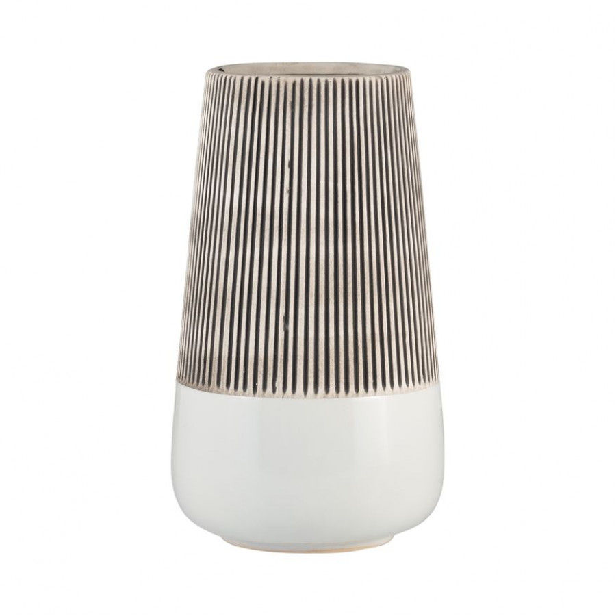 Sagebrook 10" Ceramic Ridged Vase - Ivory