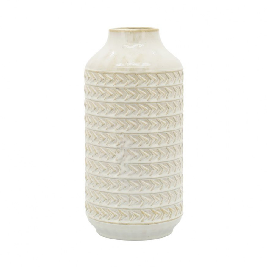 Sagebrook 13" Ceramic Aztec Vase - Ivory