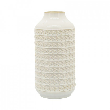 Sagebrook 13" Ceramic Aztec Vase - Ivory