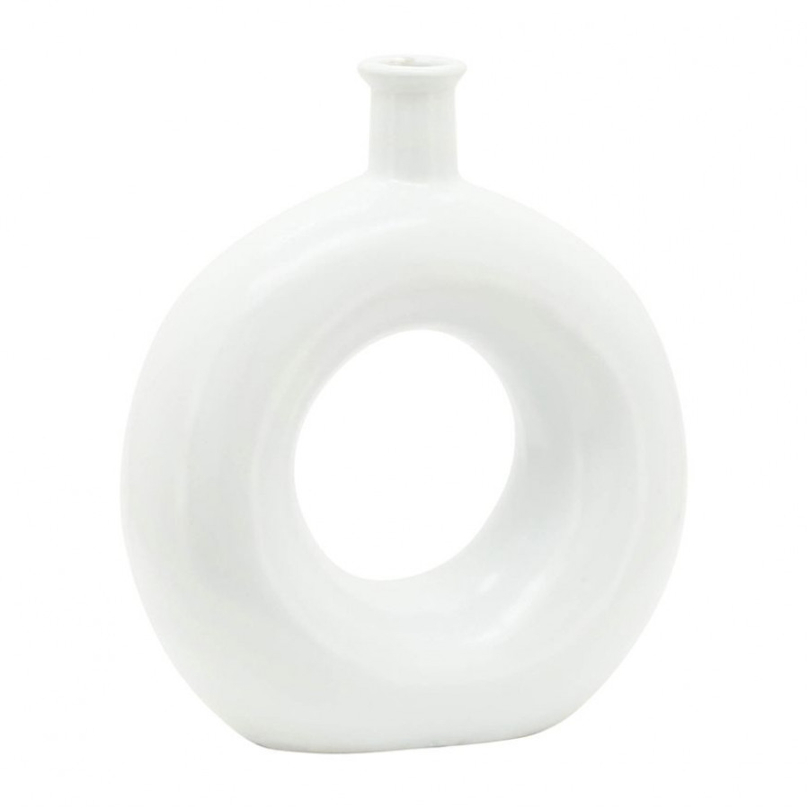 Sagebrook 8" Ceramic Round Cut-out Vase - White