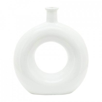 Sagebrook 8" Ceramic Round Cut-out Vase - White