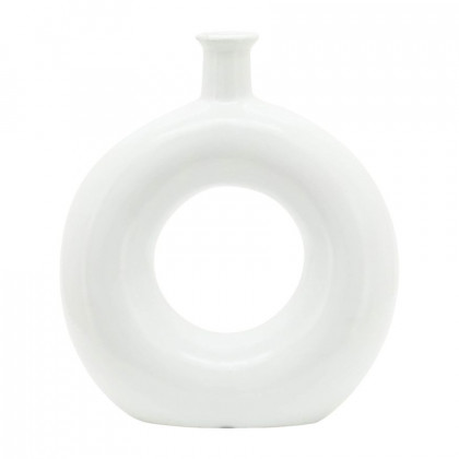 Sagebrook 8" Ceramic Round Cut-out Vase - White