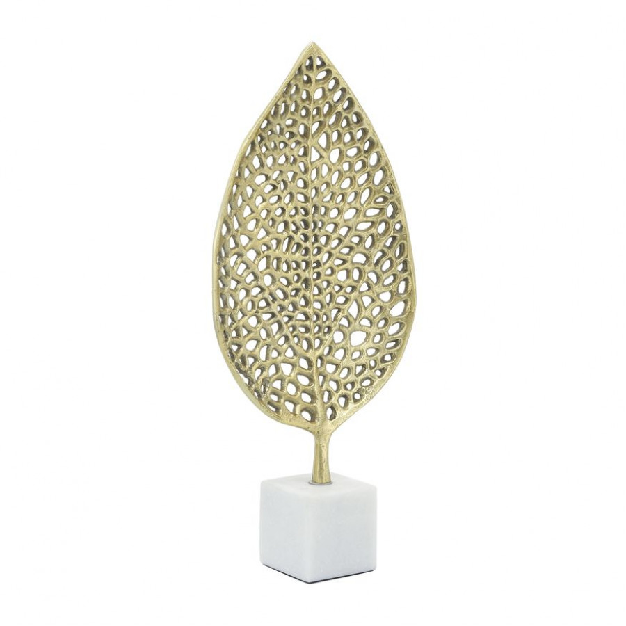 Sagebrook - 19" Metal Leaf On Stand in Gold