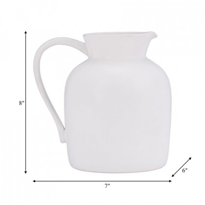 Sagebrook 7" Ceramic Pitcher Vase - White