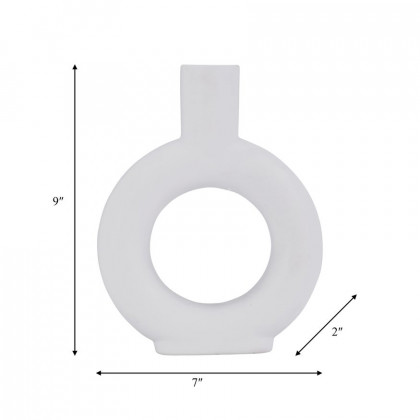Sagebrook 9" Ceramic Round Cut-out Vase - White