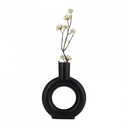 Sagebrook 9" Ceramic Round Cut-out Vase - Black