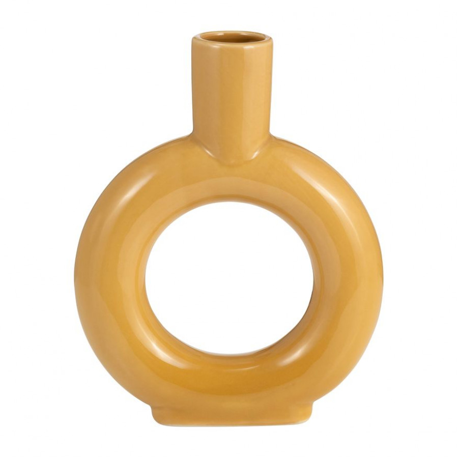 Sagebrook 9" Ceramic Round Cut-out Vase - Mustard Gold