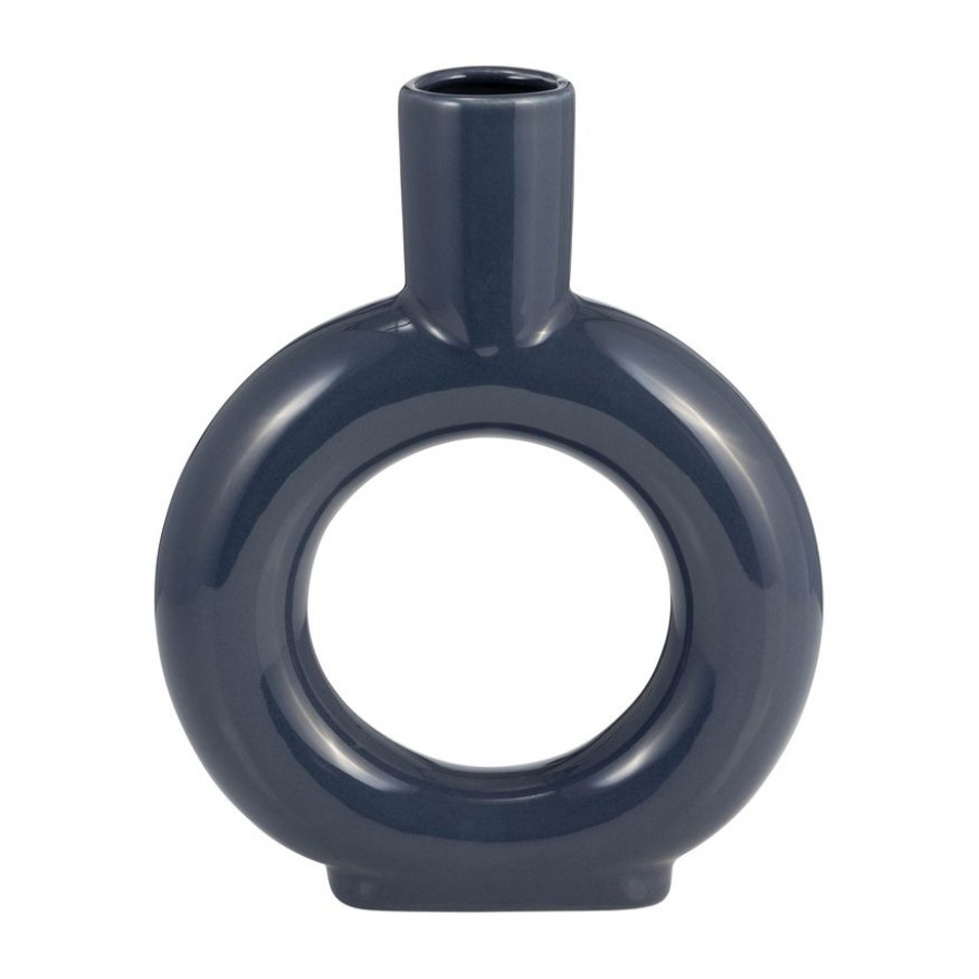Sagebrook 9" Ceramic Round Cut-out Vase - Cobalt Blue