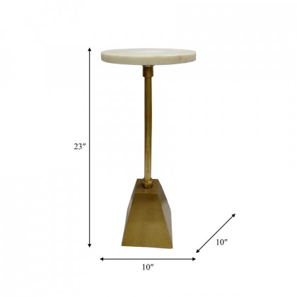 Sagebrook - 23" Round Drink Table in Gold/White