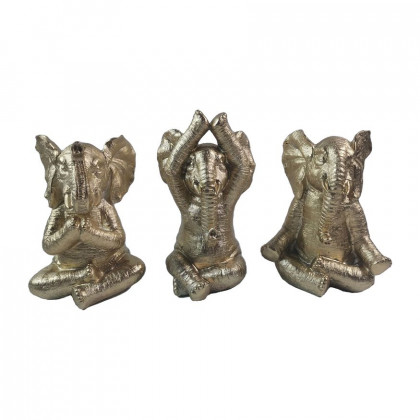 Sagebrook - 8" Resin Yoga Elephants (Set Of 3)