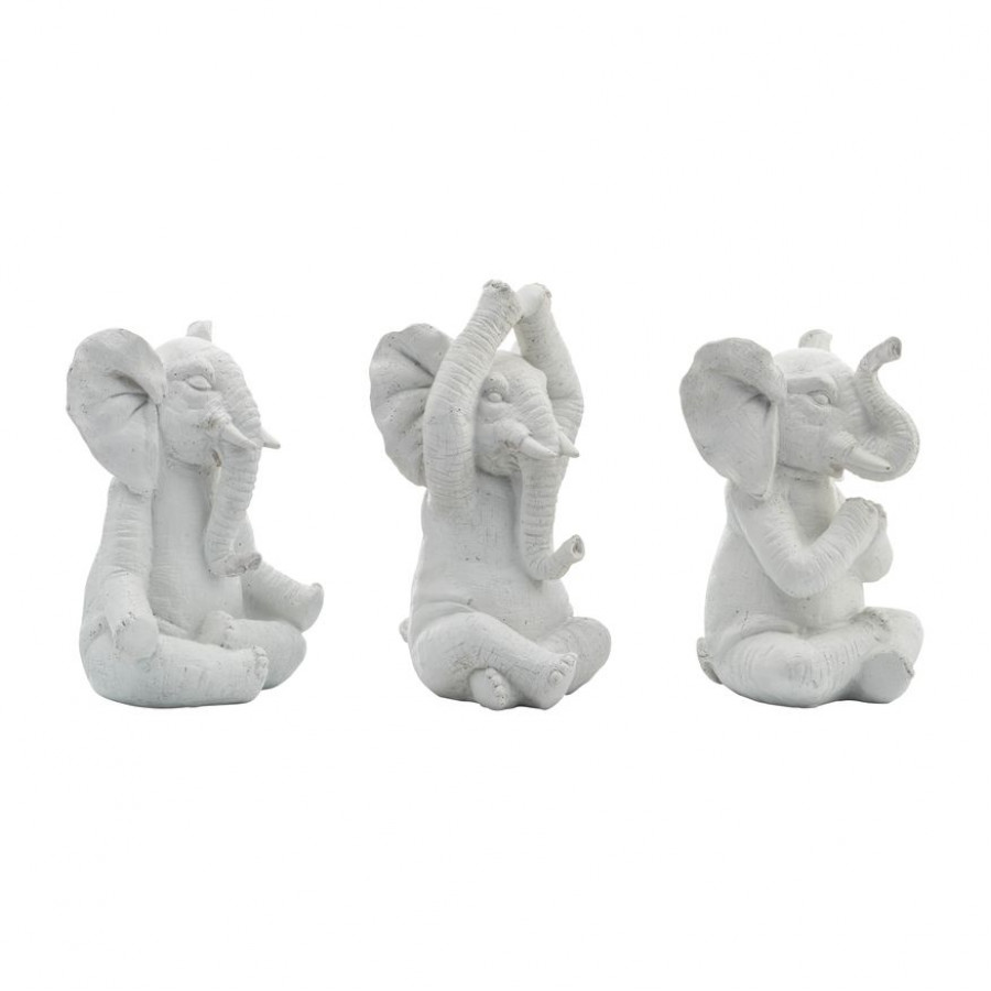 Sagebrook - 8" Resin Yoga Elephants (Set Of 3)
