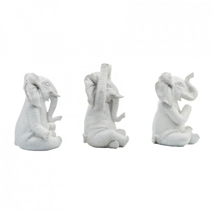 Sagebrook 8" Resin Yoga Elephants (Set Of 3) - White