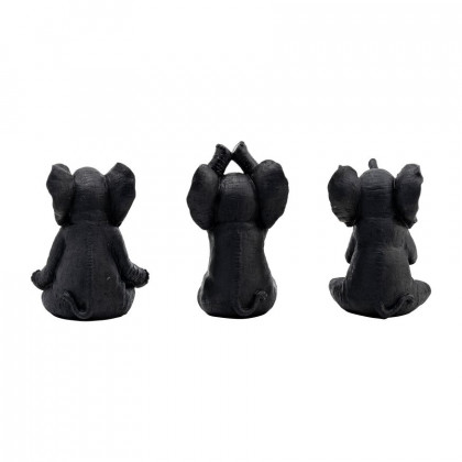 Sagebrook 8" Resin Yoga Elephants (Set Of 3) - Black