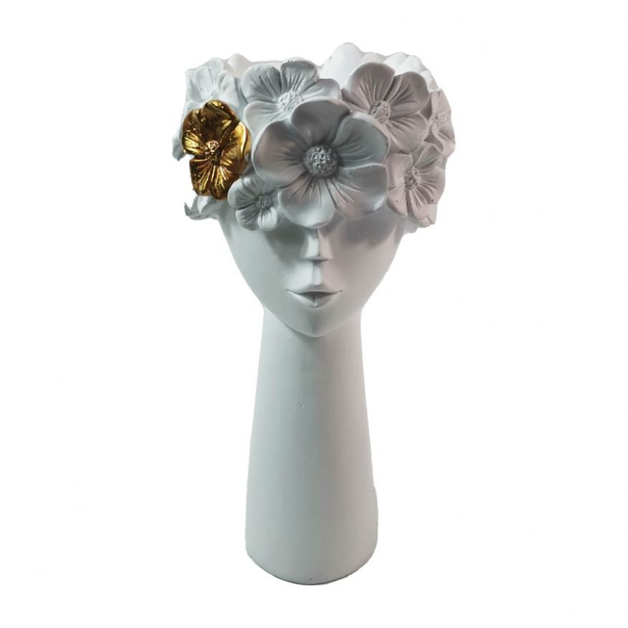 Sagebrook - 12" Resin Lady Hibiscus Vase in White