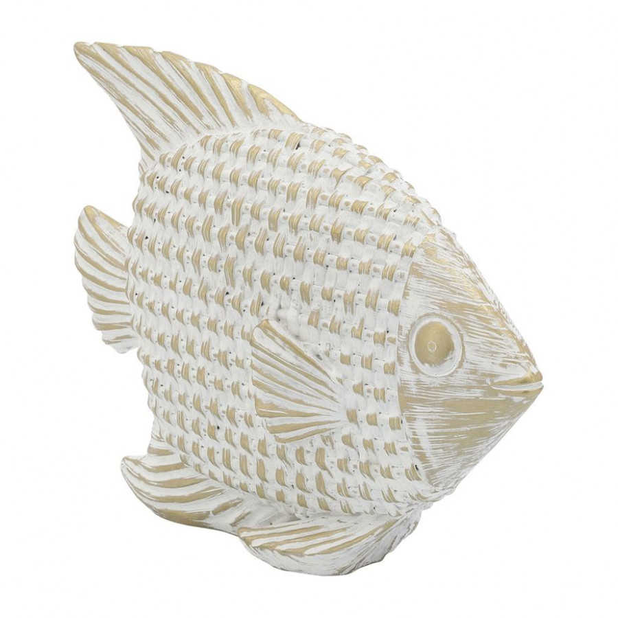 Sagebrook - 7" Ceramic Standing Fish Decor in White/Gold